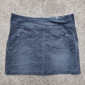 PrAna Corduroy Mini Skirt Black Short Skirt Side Zip w/ Pockets Women's Size 6
